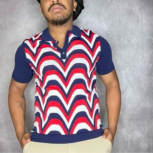 Paisley & Gray Red white blue polo S
